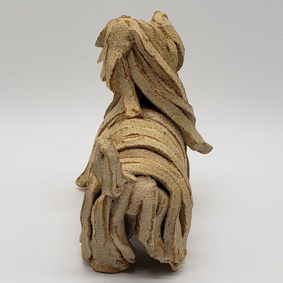 Almazetta Casey Vintage Beige Westie Terrier Snoodle Dog Clay Sculpture-Signed! - Picture 11 of 14